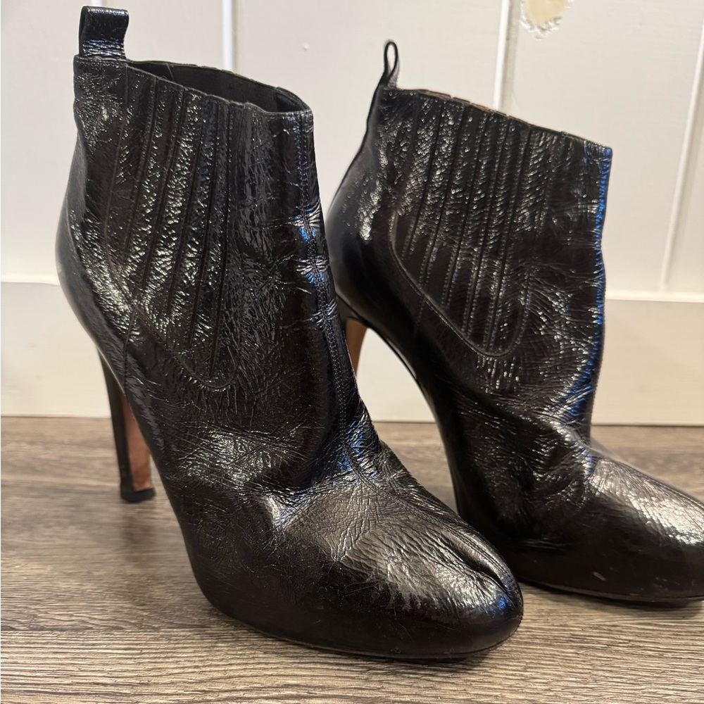 Brian Atwood Black Leather Heeled Ankle Boots